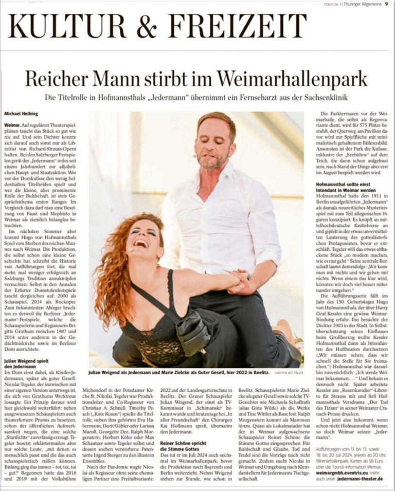 Reicher Mann stirbt im Weimarhallenpark (Thüringer Allgemeine)