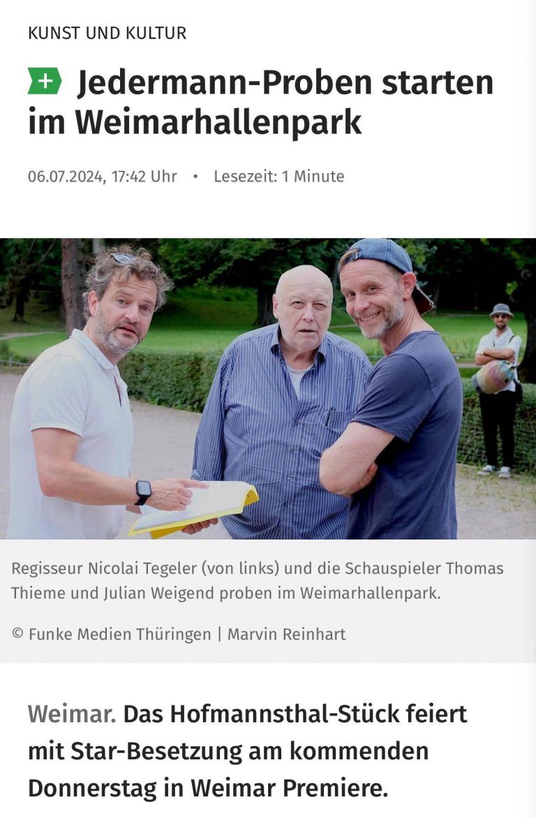 Jedermann-Proben starten im Weimarhallenpark